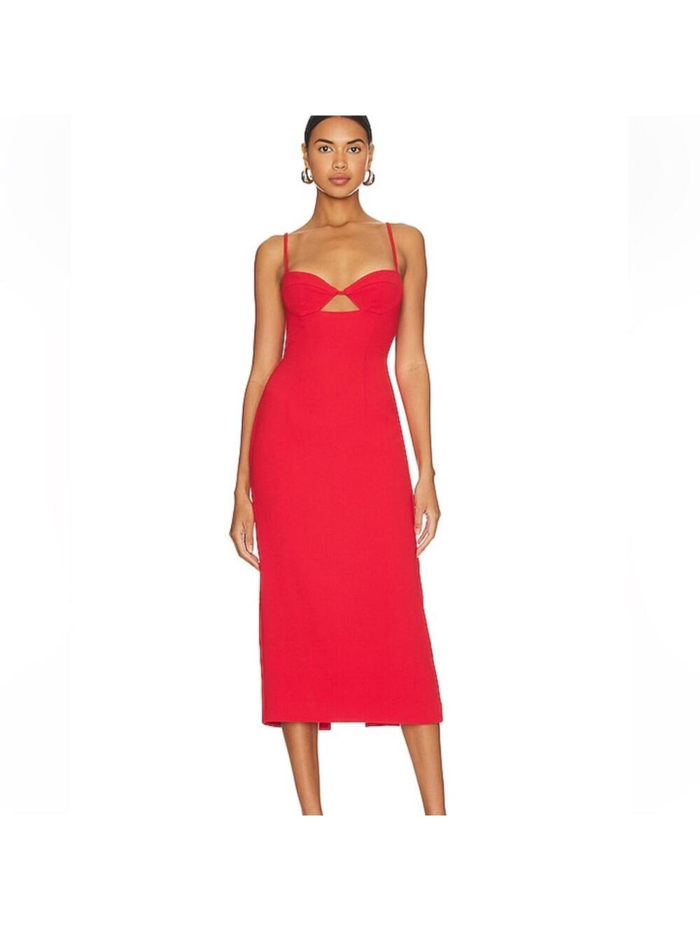 Bardot Vienna Midi Dress in Flame Orange
